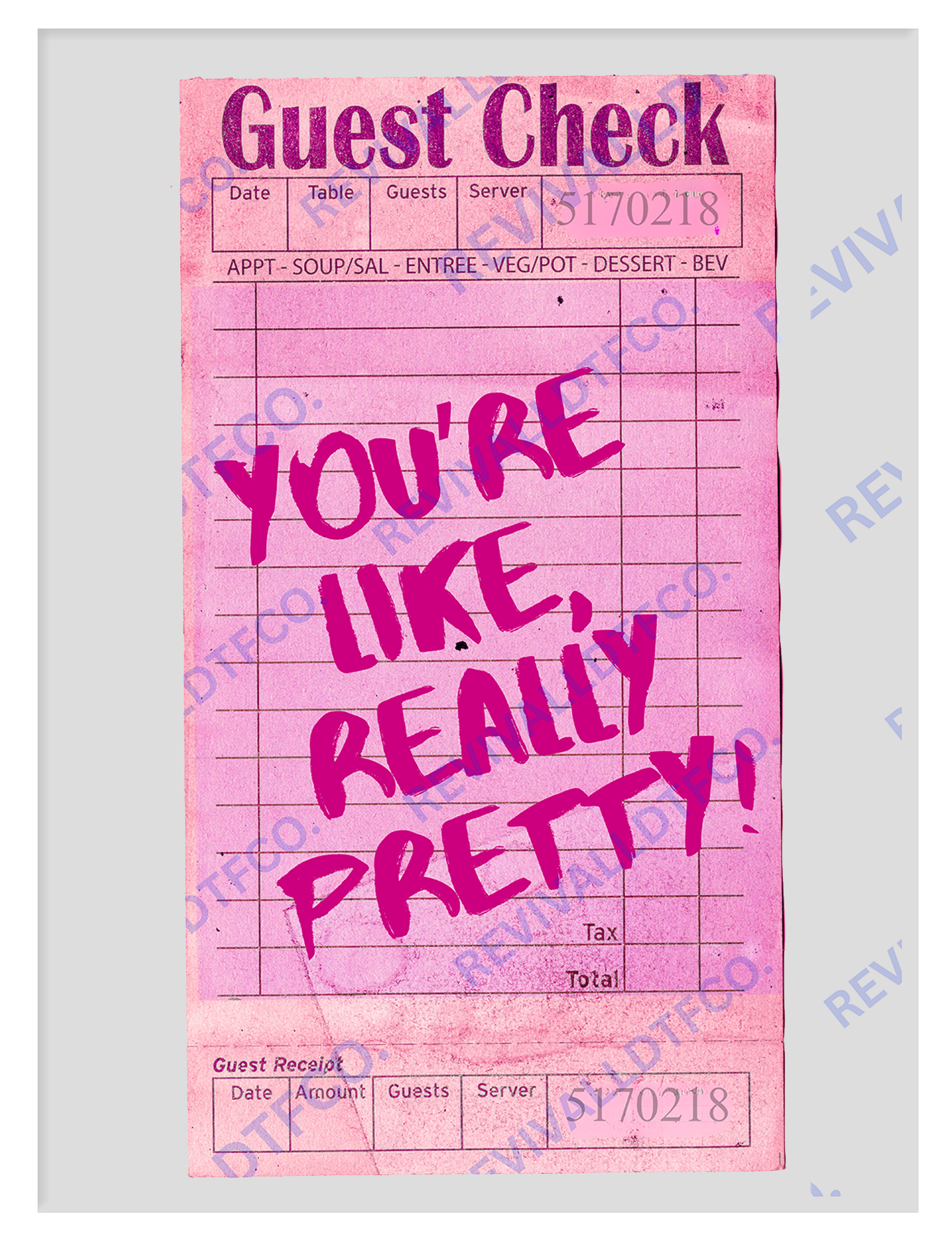 Pink Guest Check - Ready To Press DTF Transfer