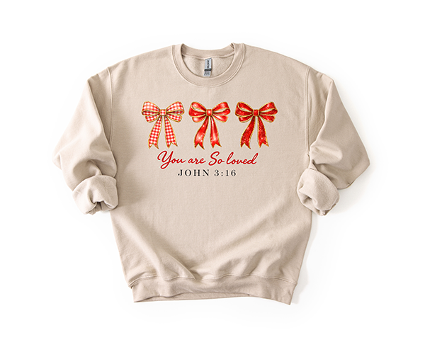You Are Loved Bows Crewneck - Hand Printed in the USA