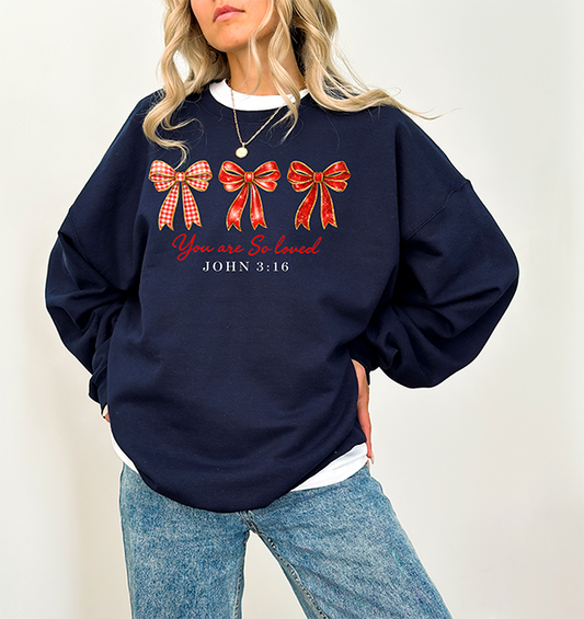 You Are Loved Bows Crewneck - Hand Printed in the USA