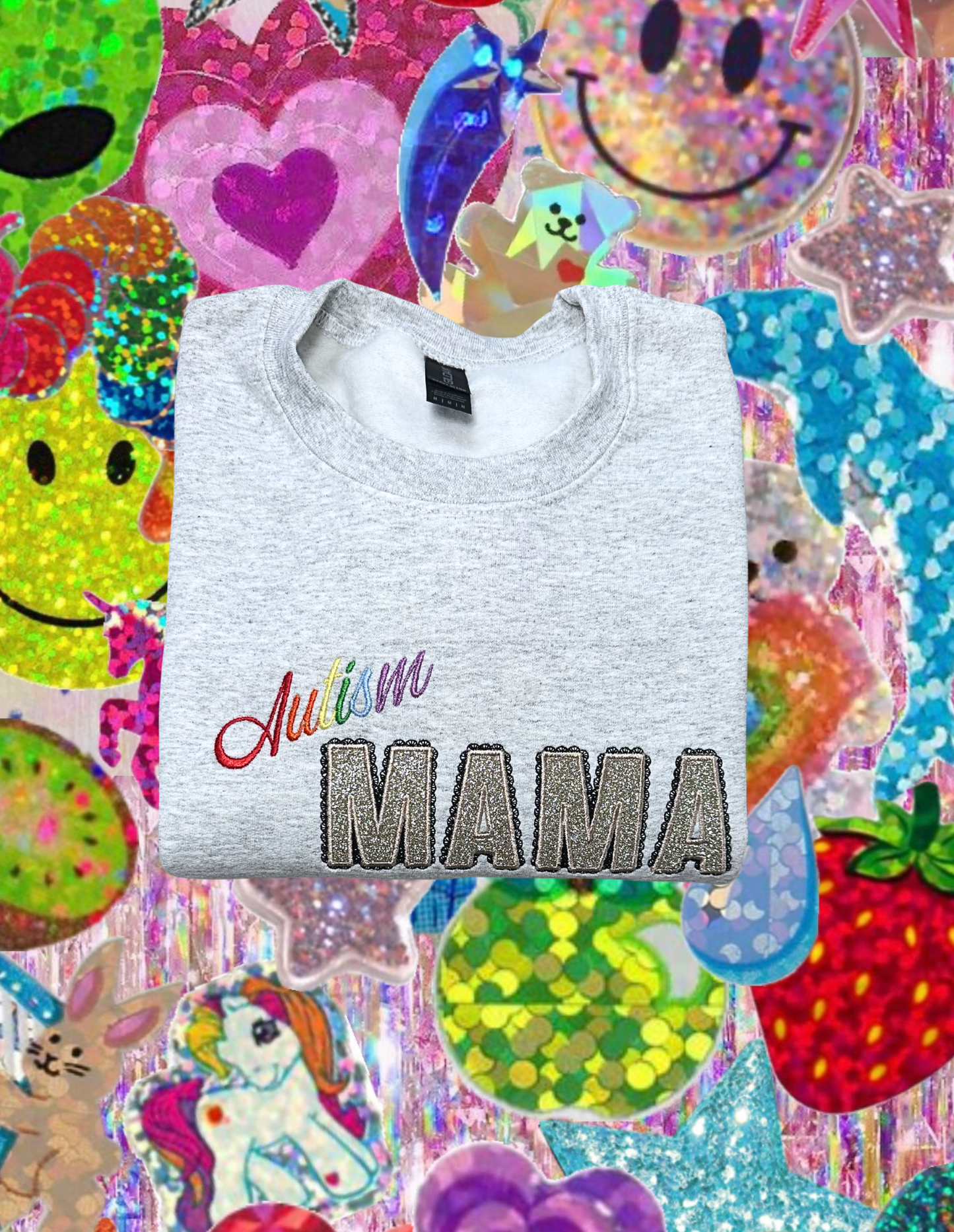Glitter Autism Mama Crewneck (embroidered)