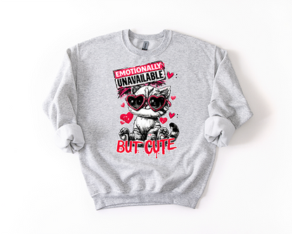 Emotionally Unavailable Kitten Crewneck - Hand Printed in the USA
