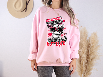 Emotionally Unavailable Kitten Crewneck - Hand Printed in the USA