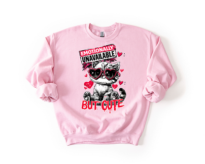 Emotionally Unavailable Kitten Crewneck - Hand Printed in the USA