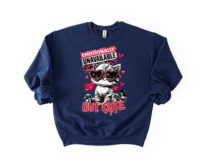 Emotionally Unavailable Kitten Crewneck - Hand Printed in the USA