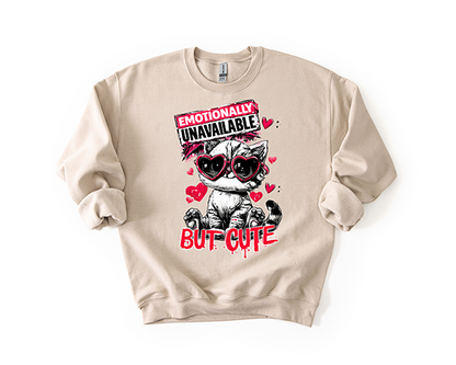 Emotionally Unavailable Kitten Crewneck - Hand Printed in the USA