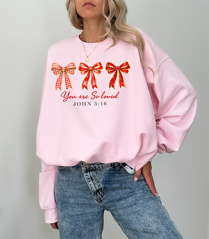 You Are Loved Bows Crewneck - Hand Printed in the USA