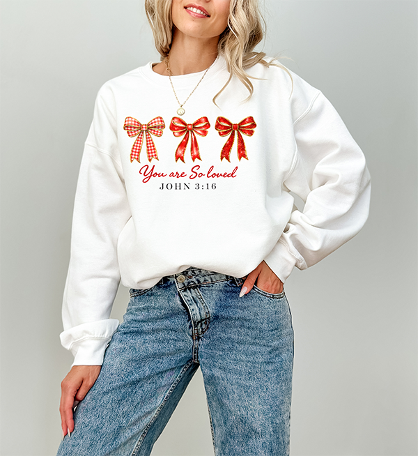 You Are Loved Bows Crewneck - Hand Printed in the USA