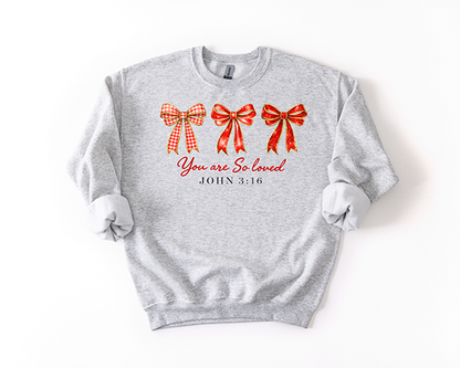 You Are Loved Bows Crewneck - Hand Printed in the USA