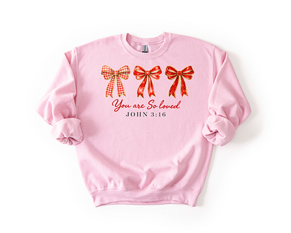 You Are Loved Bows Crewneck - Hand Printed in the USA