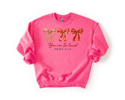 You Are Loved Bows Crewneck - Hand Printed in the USA