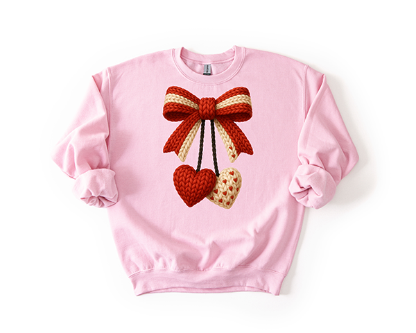 Faux Yarn Hearts - Unisex Crewneck USA Hand Printed