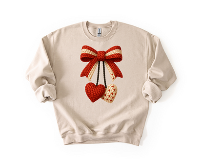 Faux Yarn Hearts - Unisex Crewneck USA Hand Printed