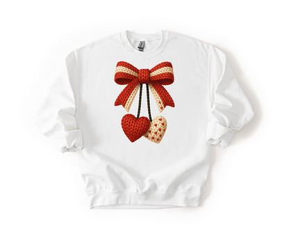 Faux Yarn Hearts - Unisex Crewneck USA Hand Printed