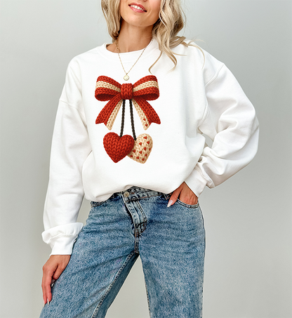 Faux Yarn Hearts - Unisex Crewneck USA Hand Printed